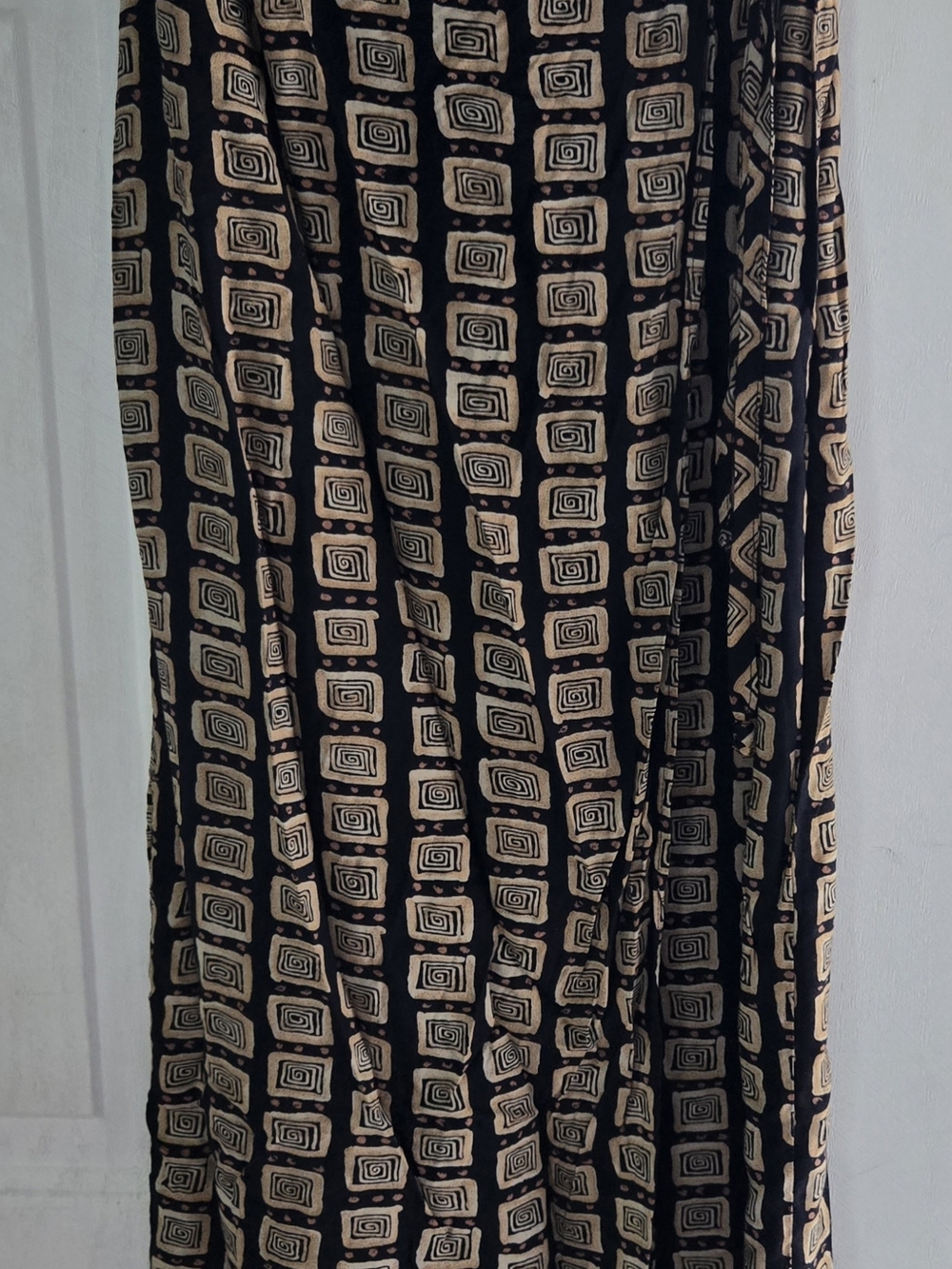 I.N. San Francisco Black Maxi Skirt with Cream Geometric Squares